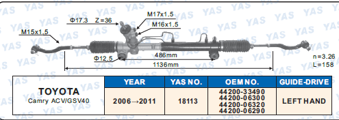 18113 Hydraulic Steering Rack /Steering Gear TOYOTA Camry ACV/GSV40