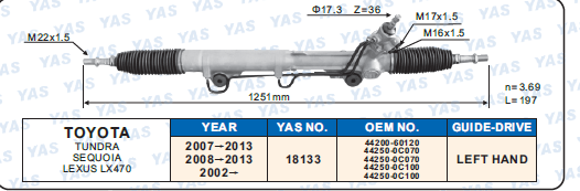 18133 Hydraulic Steering Rack /Steering Gear TOYOTA TUNDRA SEQUOIA LEXUS LX470