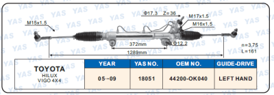 18051  Hydraulic Steering Rack /Steering Gear TOYOTA HILUX VIGO 4X4