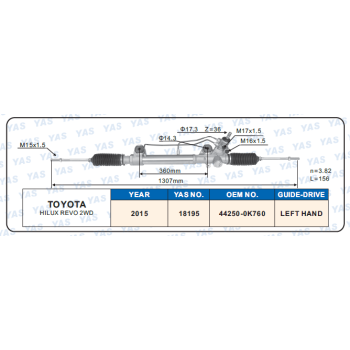18195  Hydraulic Steering Rack /Steering Gear TOYOTA HILUX REVO 2WD