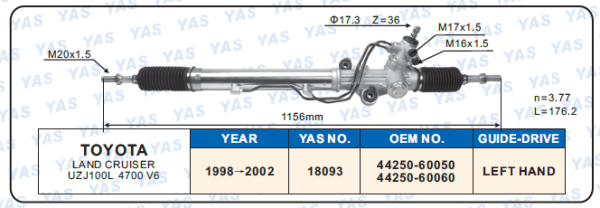 18093  Hydraulic Steering Rack /Steering Gear TOYOTA LAND CRUISER UZJ100L 4700 V6