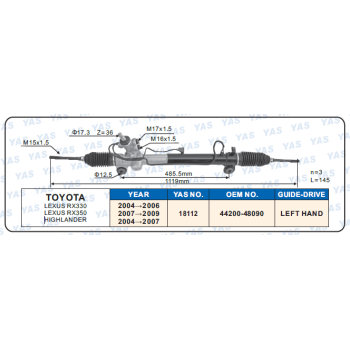 18112  Hydraulic Steering Rack /Steering Gear TOYOTA LEXUS RX330 LEXUS RX350 HIGHLANDER