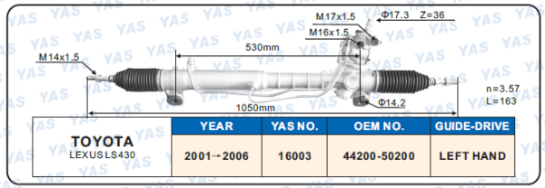 16003  Hydraulic Steering Rack /Steering Gear TOYOTA LEXUS LS430