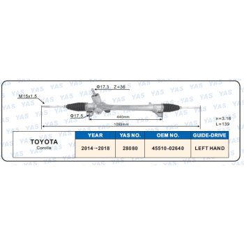 28080  Hydraulic Steering Rack /Steering Gear TOYOTA Corolla