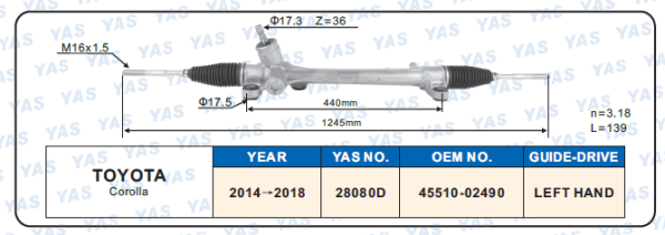 28080D  Hydraulic Steering Rack /Steering Gear TOYOTA Corolla