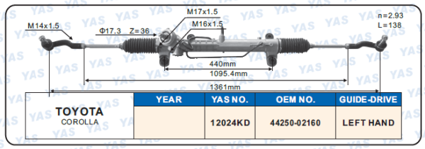 12024KD  Hydraulic Steering Rack /Steering Gear TOYOTA COROLLA