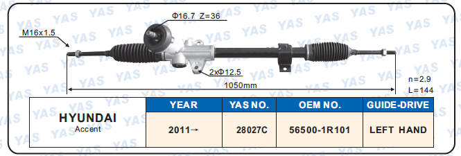 28027C  Hydraulic Steering Rack /Steering Gear HYUNDAI Accent