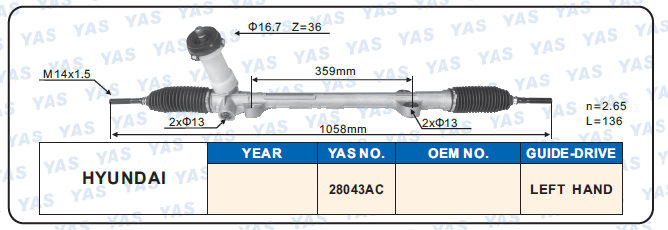 28043AC Hydraulic Steering Rack /Steering Gear HYUNDAI
