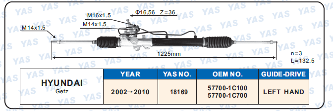 18169 Hydraulic Steering Rack /Steering Gear HYUNDAI Getz