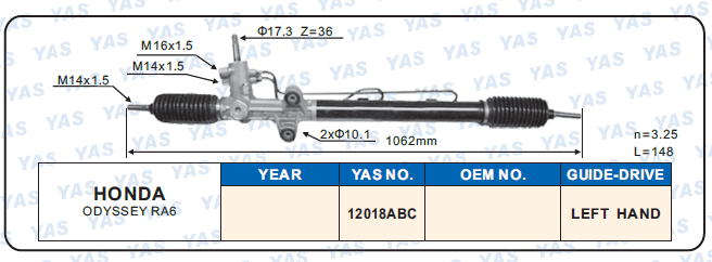 12018ABC Hydraulic Steering Rack /Steering Gear HONDA ODYSSEY RA6