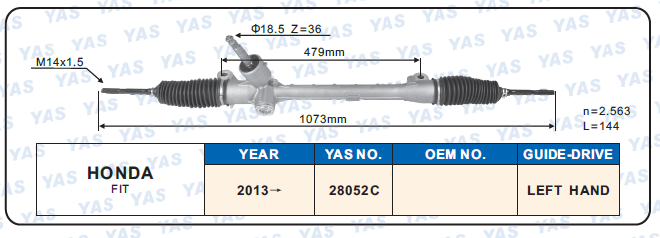 28052C Hydraulic Steering Rack /Steering Gear HONDA FlT