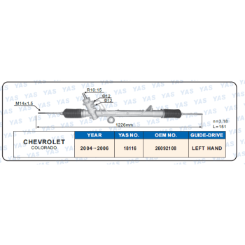 18116 Hydraulic Steering Rack /Steering Gear CHEVROLET COLORADO