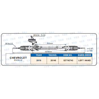 28149 Hydraulic Steering Rack /Steering Gear CHEVROLET EXCELLE