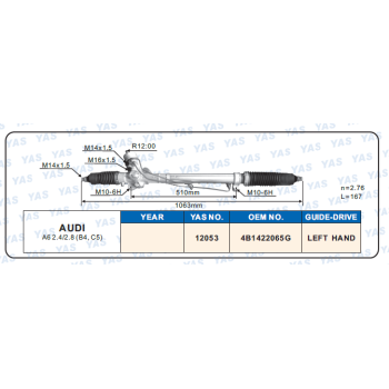 12053 Hydraulic Steering Rack /Steering Gear AUDI A6 2.4/2.8(B4, C5)