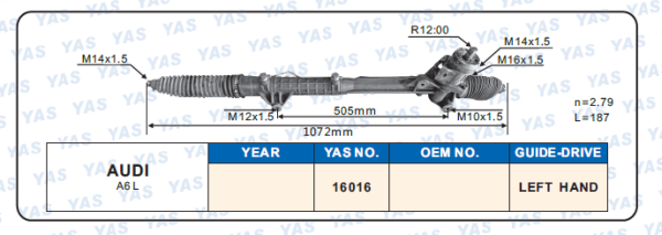 16016 Hydraulic Steering Rack /Steering Gear AUDI A6L