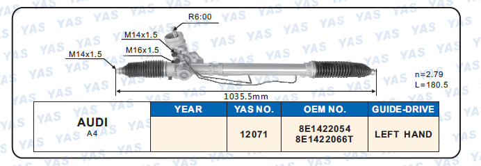 12071 Hydraulic Steering Rack /Steering Gear AUDI A4