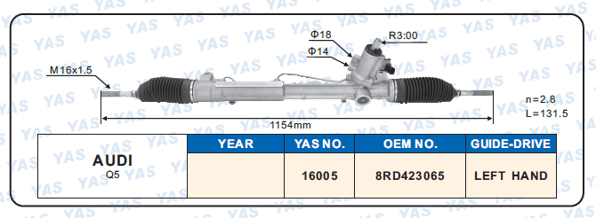 16005 Hydraulic Steering Rack /Steering Gear AUDI Q5