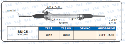 28038 Hydraulic Steering Rack /Steering Gear BUICK ENCORE