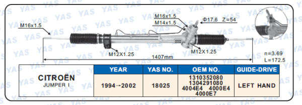 18025 Hydraulic Steering Rack /Steering Gear FIAT DUCATO ll (Serie 230)