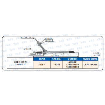 18245 Hydraulic Steering Rack /Steering Gear FIAT DUCATO lV