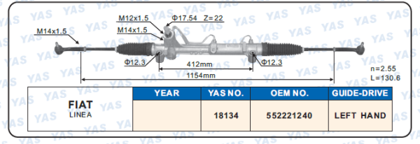 18134 Hydraulic Steering Rack /Steering Gear FIAT LlNEA