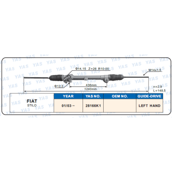 28166K1 Hydraulic Steering Rack /Steering Gear FIAT STlLO