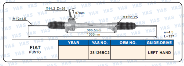 28126BC2 Hydraulic Steering Rack /Steering Gear FIAT PUNTO