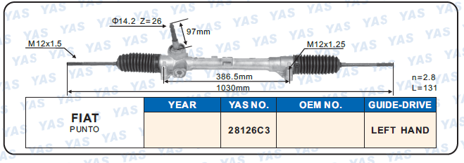 28126C3 Hydraulic Steering Rack /Steering Gear FIAT SCUDO