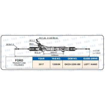 12080K  Hydraulic Steering Rack /Steering Gear FORD TRANSlT V362 TOURNEO