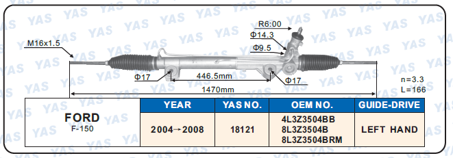 18121 Hydraulic Steering Rack /Steering Gear FORD F-150