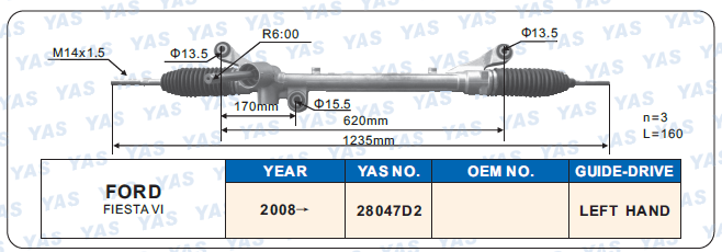28047D2 Hydraulic Steering Rack /Steering Gear FORD FIESTA VI
