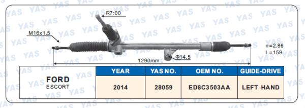 28059 Hydraulic Steering Rack /Steering Gear FORD ESCORT