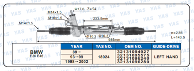 18024  Hydraulic Steering Rack /Steering Gear BMW E36 E46
