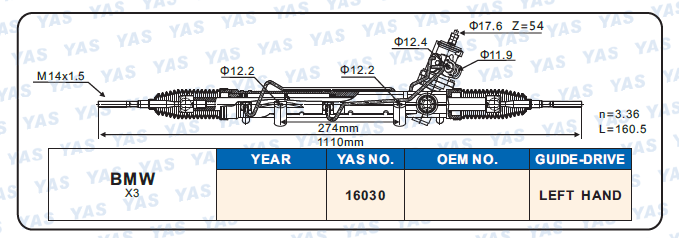 16030 Hydraulic Steering Rack /Steering Gear BMW X3