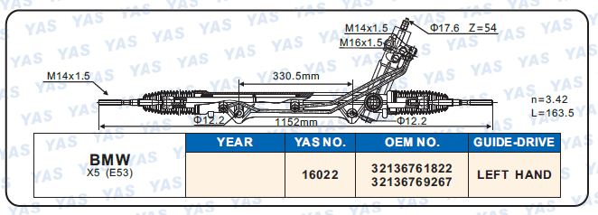 16022 Hydraulic Steering Rack /Steering Gear BMW X5 (E53)