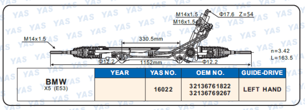 16022 Hydraulic Steering Rack /Steering Gear BMW X5 (E53)