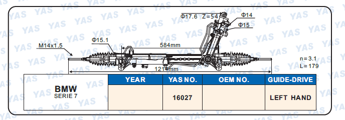 16027 Hydraulic Steering Rack /Steering Gear BMW SERIE 7