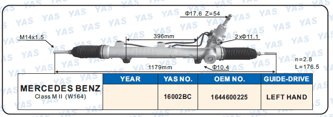 16002BC Hydraulic Steering Rack /Steering Gear MERCEDES-BENZ CLASS M II (W 164)