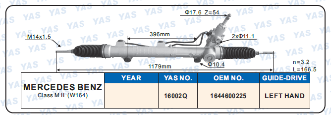 16002Q Hydraulic Steering Rack /Steering Gear MERCEDES-BENZ CLASS M II (W 164)