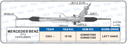 18136 Hydraulic Steering Rack /Steering Gear MERCEDES-BENZ VITO VIANO (W369)