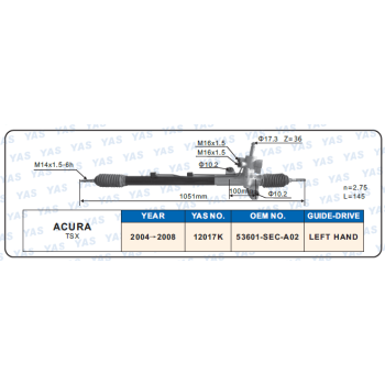 12017K Hydraulic Steering Rack /Steering Gear ACURA TSX