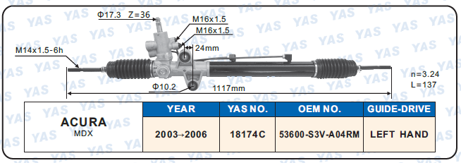 18174C Hydraulic Steering Rack /Steering Gear ACURA MDX