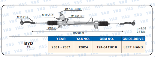 12024 Hydraulic Steering Rack /Steering Gear BYD  F3