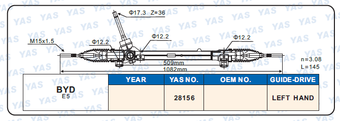 28156 Hydraulic Steering Rack /Steering Gear BYD  E5