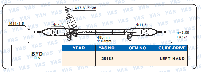 28168 Hydraulic Steering Rack /Steering Gear BYD  QIN