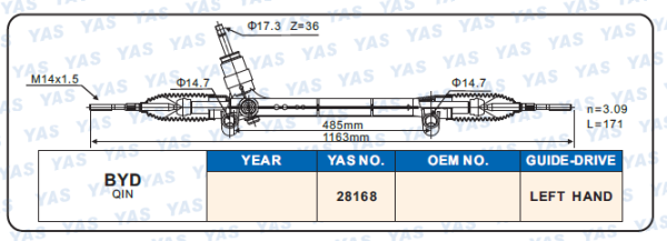 28168 Hydraulic Steering Rack /Steering Gear BYD  QIN