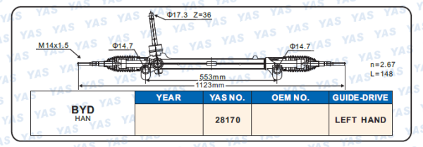 28170 Hydraulic Steering Rack /Steering Gear BYD  HAN