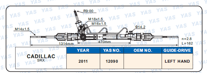 12090 Hydraulic Steering Rack /Steering Gear CADILLAC SRX
