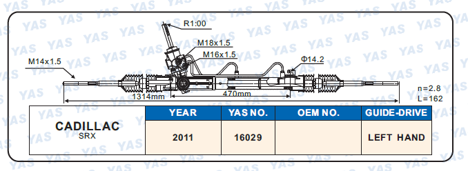 16029 Hydraulic Steering Rack /Steering Gear CADILLAC SRX