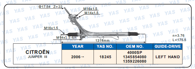 18245 Hydraulic Steering Rack /Steering Gear CITROEN JUMPER  III